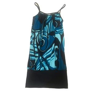 Blue and black pattern summer dress